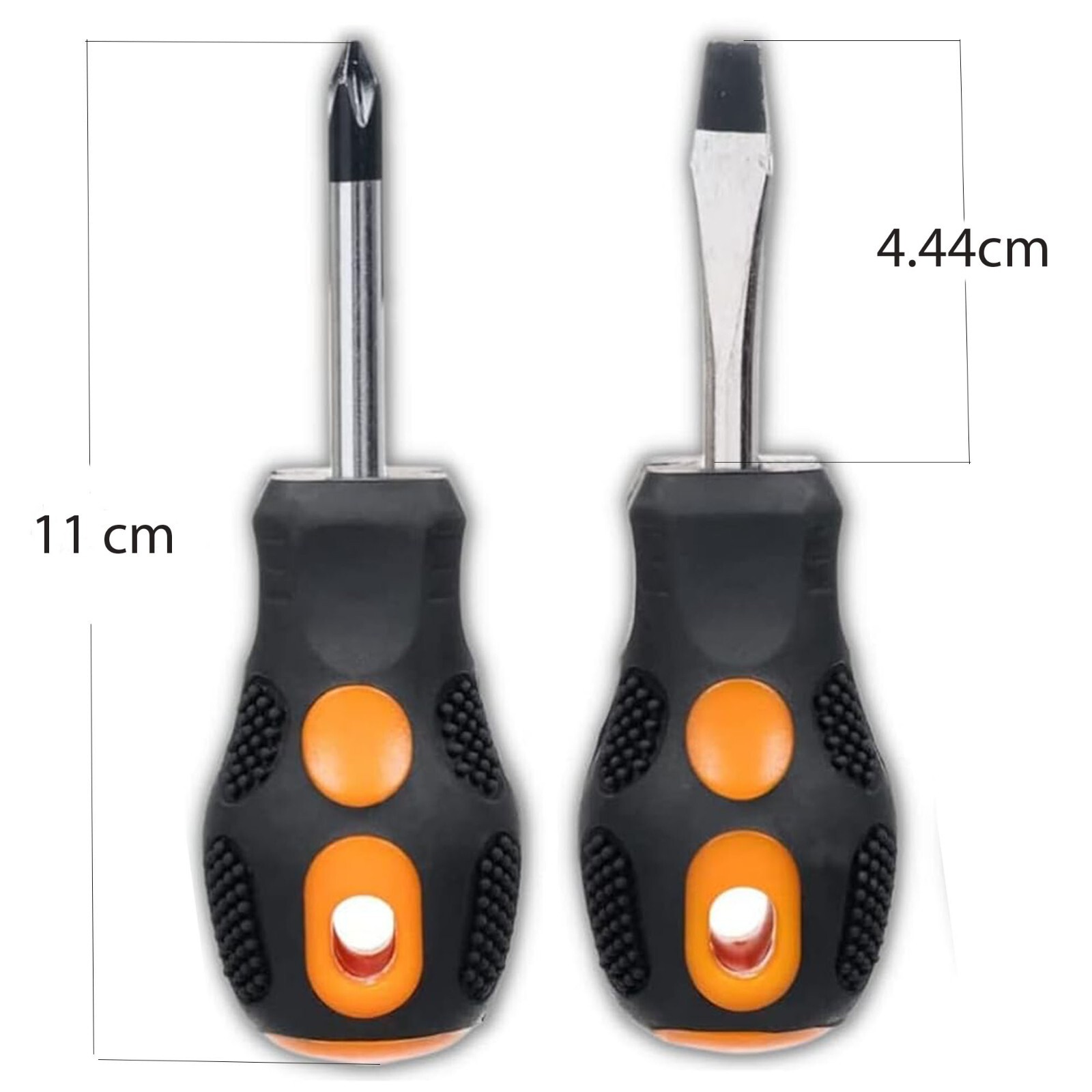Set of 2 Handy Mini Short Compact Screwdriver Star & Flat Head DIY General Use
