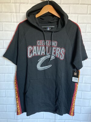 Cleveland Cavaliers Short Sleeve Hoodie Medium NEW NBA Black Sweatshirt MSRP $60