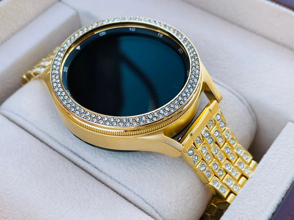 Custom 24k Gold Plated 46mm Samsung Galaxy Watch 4, Stainless