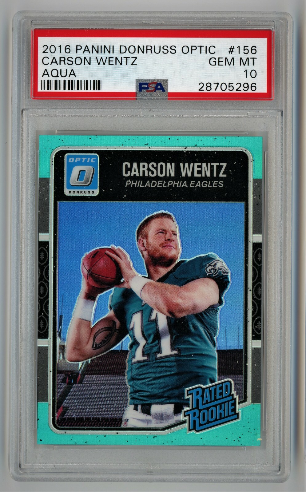 2016 Panini Donruss Optic Aqua /299 Carson Wentz PSA 10