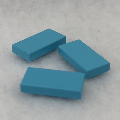 LEGO 3069b Medium Azure Tile 1 x 2 with Groove (x3)