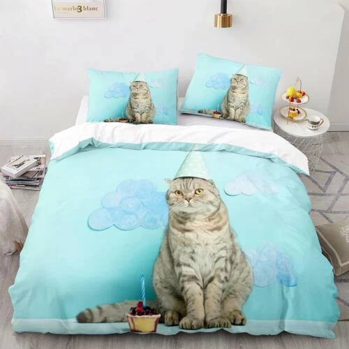Cats Quilt Duvet Cover Pillowcase Pets Bedding Set Single Double King Size Hot - Picture 60 of 63