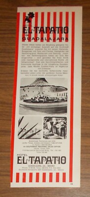 Seltene Werbung Hotel EL TAPATIO Guadalajara Mexico 1971