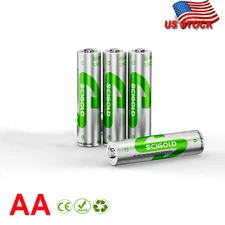 Scigold AA Battery with POWER BOOST, 4 Pack Long-Lasting Batteries