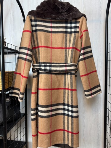 Burberry London nova check belted coat real fur vintage - Picture 10 of 15
