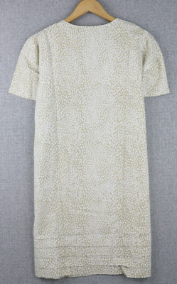 NWT Nicole Miller Women's Short Sleeve Linen Blend Dress White Size L $50  P139