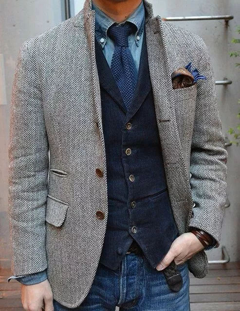 Mens gray hotsell tweed vest