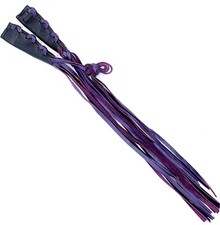 USA Made Leather Two-Tone Black w/Purple Fringe Lever Covers For Motorcycles 18"