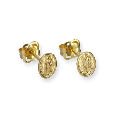 9ct Gold Blessed Virgin Mary Stud Earrings Catholic Christian