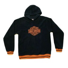 Harley Davidson Fleece Hoodie Sweatshirt Youth L 16/18 Embroidered Logo Black