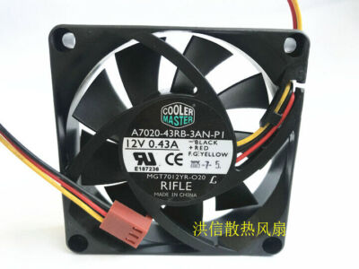 1PC cooler A7020-43RB-3AN-PI DC12V 0.43A 7CM three-wire #D3*