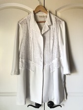 Women's Chicos White Eyelet 3/4 Sleeve Jacket Size 3