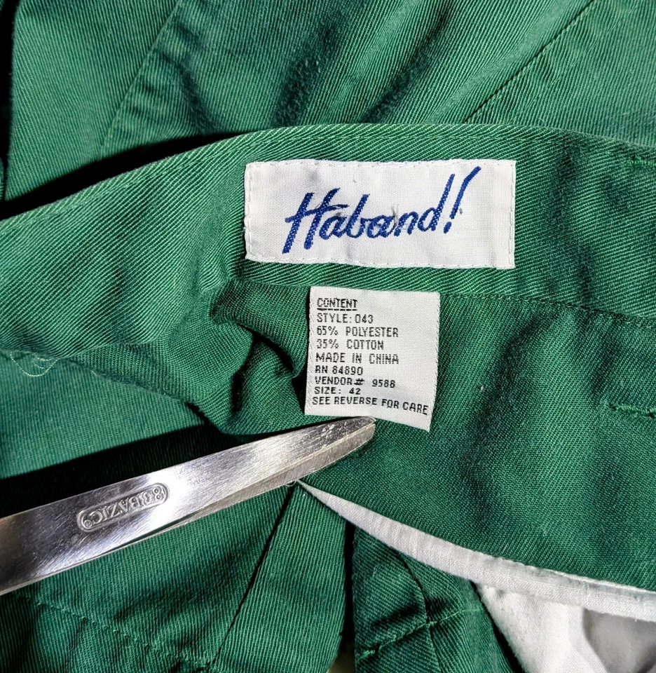 Haband ! Vintage Cargo Shorts Green 42 X 6  Pockets Outdoors Hiking Fishing  - Image 2 of 4