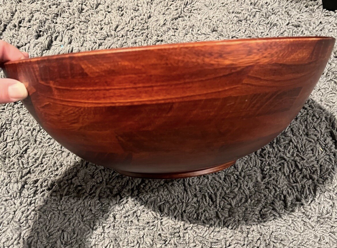 Lipper International Wood Cherry Finish Salad Bowl, 13
