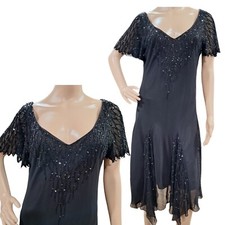 Dress for Women Black Chiffon Embellished for Cocktail and Party Size M