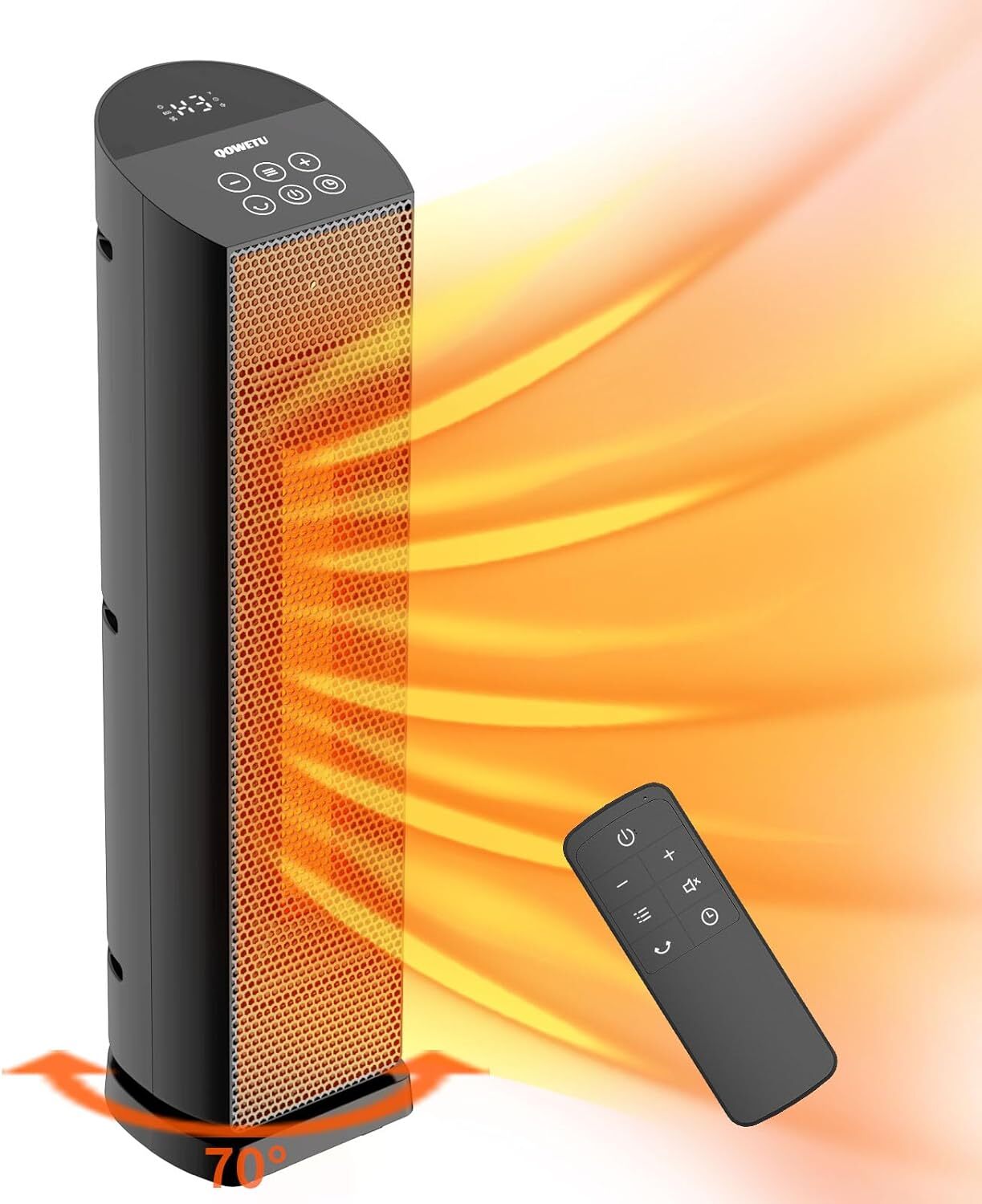Space Heater for Indoor Use with Remote - 70° Oscillating Tower black-image