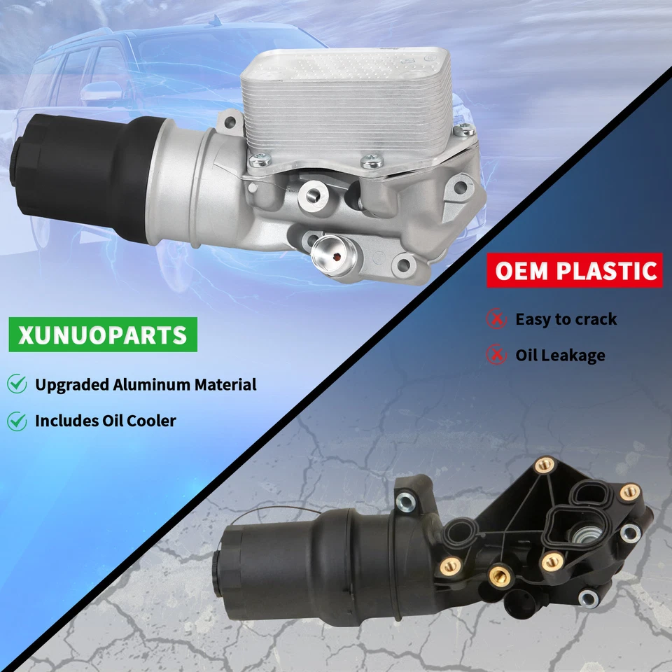 Carcasa de filtro de enfriador de aceite mejorada para VW Rabbit 2006-2009 06-2010 Beetle 2,5 L Foto 4 de 4