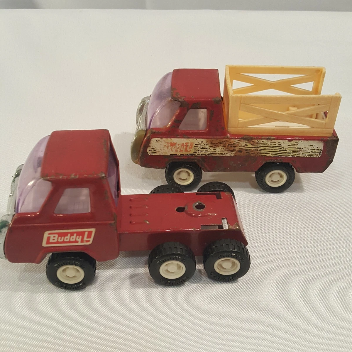 2 Vintage Buddy L Trucks Red Made in Japan Toy 1960s. Lot 2