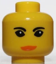 Lego Yellow Minifig Head Female Red Lips with Orient Jing Lee Pattern