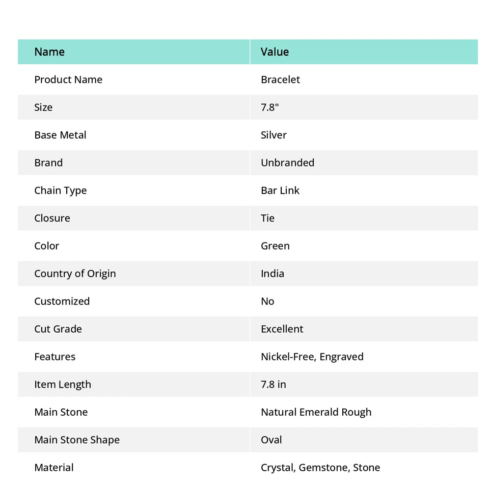 Natural Emerald Rough,Diopside Gemstone 925 Sterling Silver Bracelet 7-8" U871 - Image 2 of 4