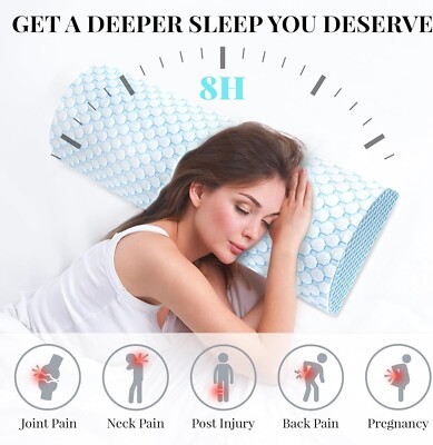 Side Sleepers Pillow Knee Memory Foam Yoga Half Moon Neck Relief 