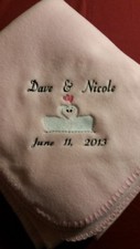 Swans Bride & Groom Personalized Wedding Fleece Blanket Throw Gift