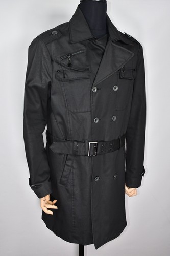 Energie Gold Black Trench Coat Jacket Men's size XL - Picture 10 of 12