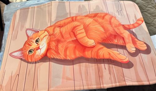 Orange Ginger Cat Floor Mat For Bathroom And Toilet Entrance 40x60cm New