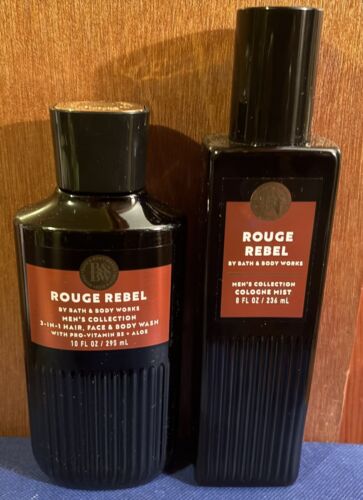 Bath & Body Works ROUGE REBEL Men's 3-in-1 Hair Face & Body Wash & Cologne Mist