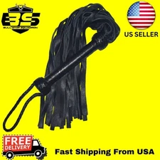 Cow Hide Black Leather Flogger 25 thick Heavy Duty Studded Spanking Whip