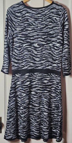 Nine West Pullover Kleid Damen Größe M schwarz weiß 3/4 Ärmel Strick Passform & Flare - Bild 10 von 24