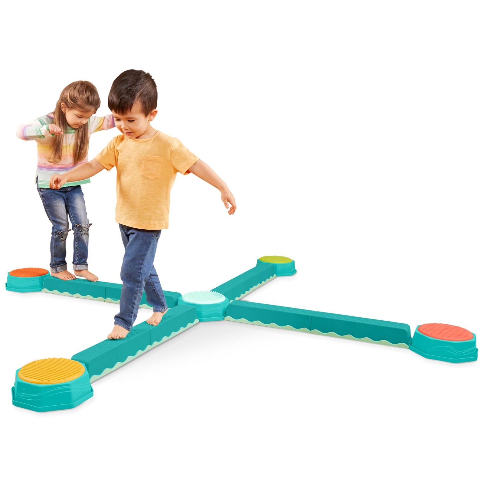 B. toys – Balance Beam for Kids – Interlocking Balancing Beams – 5 Sensory Pads 
