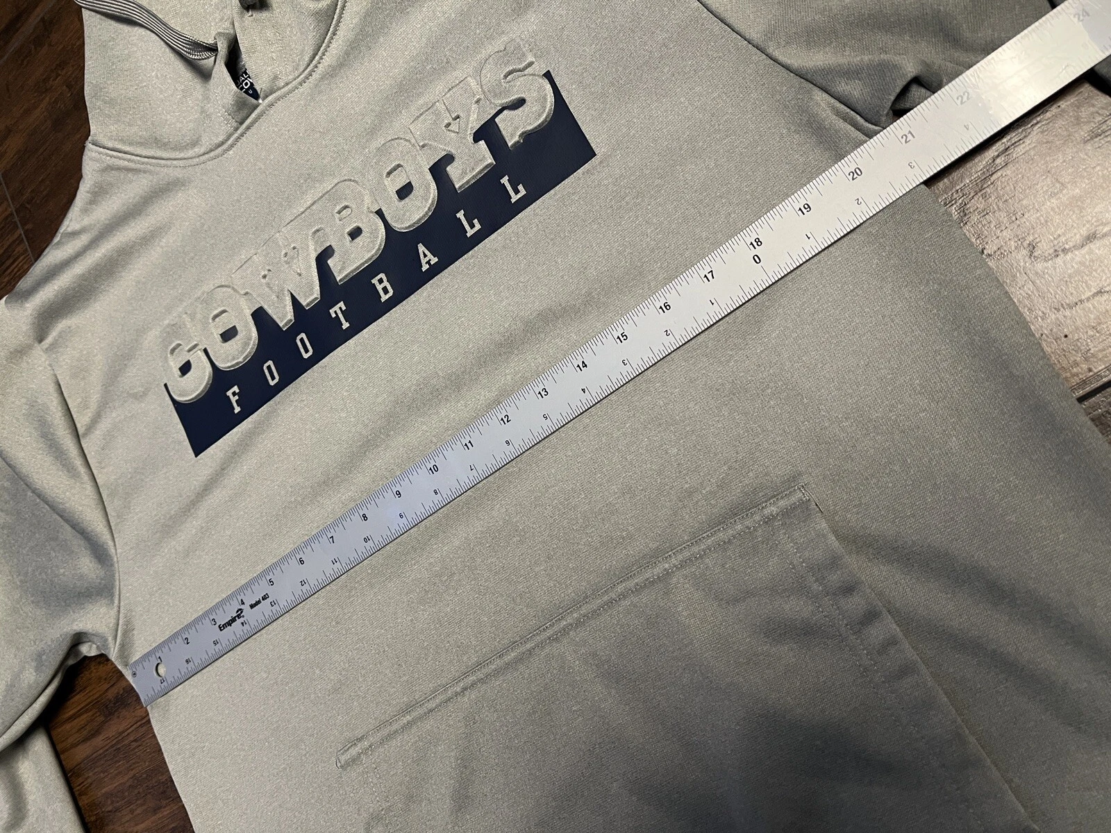 VETEMENTS NFL Dallas Felpa con cappuccio da cowboy da uomo grigio medio blu ricamato