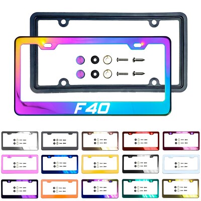 New Laser  Etched Stainless Steel License Frame Silicone Guard for  F40