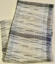 UNIVERSAL THREAD  75" w x 29" L Blue & White Fringed Blanket/Scarf 100 % Acrylic