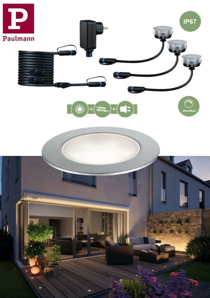 Paulmann Plug & Shine Led Bodeneinbauleuchte Floor Eco 3Er Basisset IP67 3000K-image