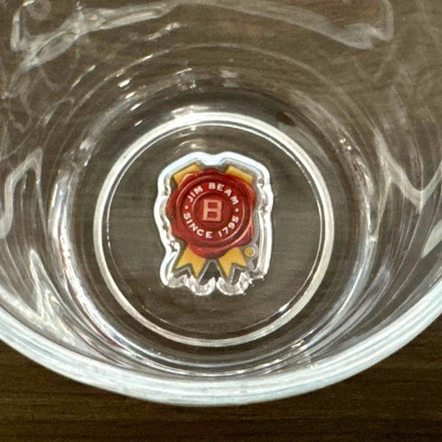 Set of 2 Unused 3.5" Jim Beam Whisky Lowball Glasses w/ Inset Logo on the Bottom - Picture 7 of 7