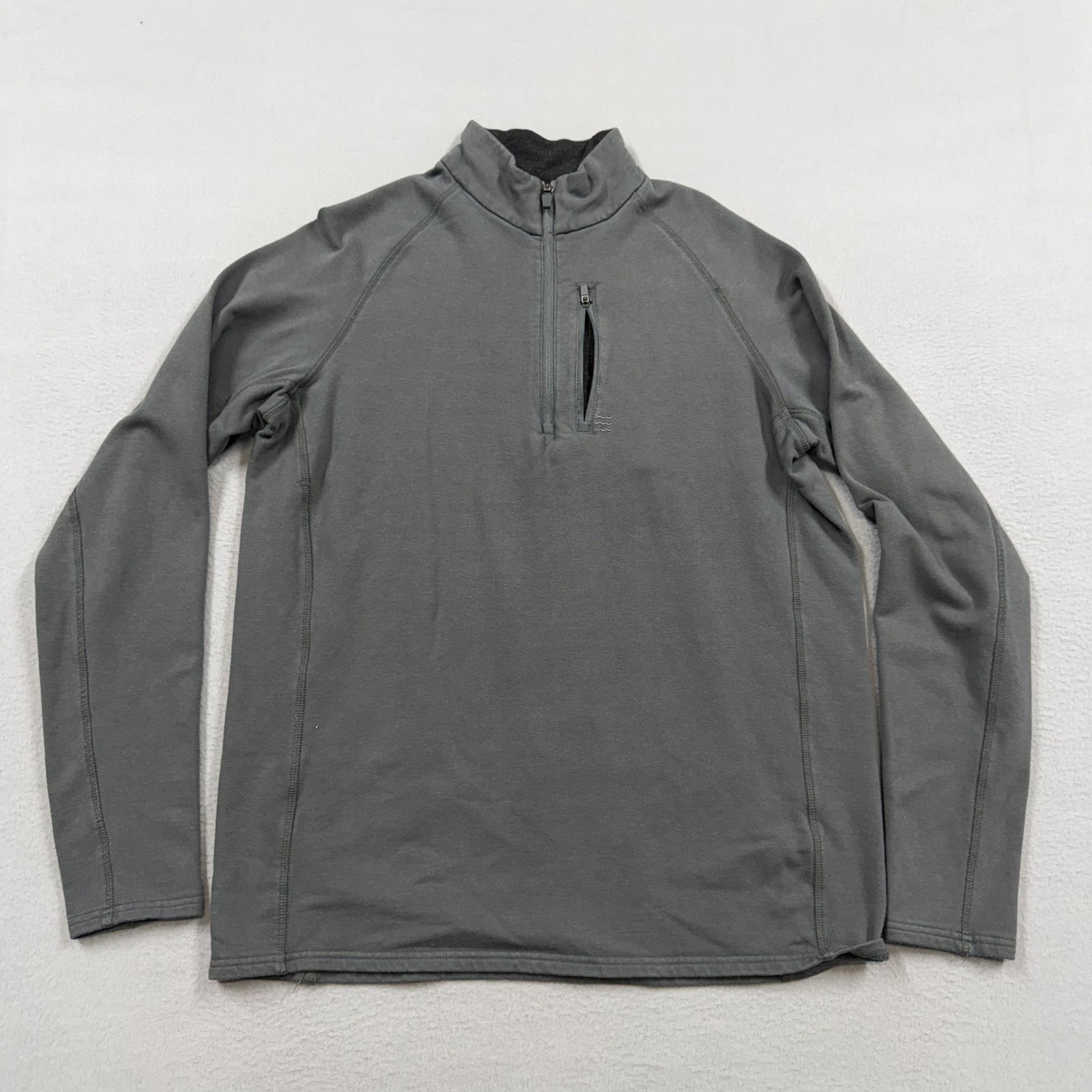 Free Fly Sweatshirt Mens Medium Gray Fleece 1/4 Zip Mock Neck Pullover Pocket