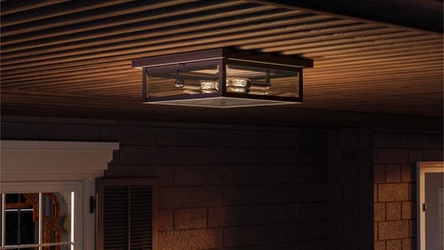 Quoizel WVR1612 Black Westover 2-Light 12"W Outdoor Flush Mount Ceiling Fixture - Picture 2 of 12