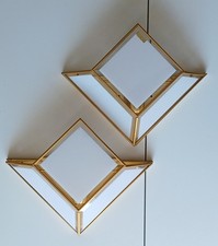 STUPENDA COPPIA DI APPLIQUE IN VETRO OPALINO E OTTONE ART DECO