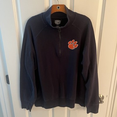 Clemson Tigers Men Extra Large XL 1/4 Zip SweatShirt Blue Orange Paw Logo By OTS