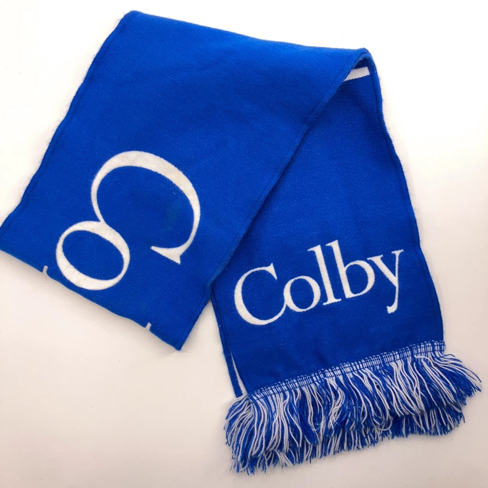 Colby college Maine Blue White Winter Scarf