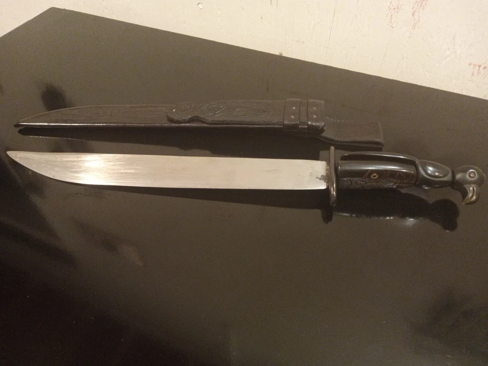 RARO, ANTIGUO Sri Lanka Ceremonial 17.25' Espada Corta Tallada a Mano ¡Mango de Madera de Ébano! Foto 4 de 4