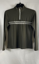 Cavalleria Toscana Girl's Olive Printed Stripe CT Logo Jersey Zip Turtle Sz 12