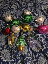 Kurt Adler Vintage Christmas Ornaments * Lot Of 12 Assorted * Fruit * Shiny *