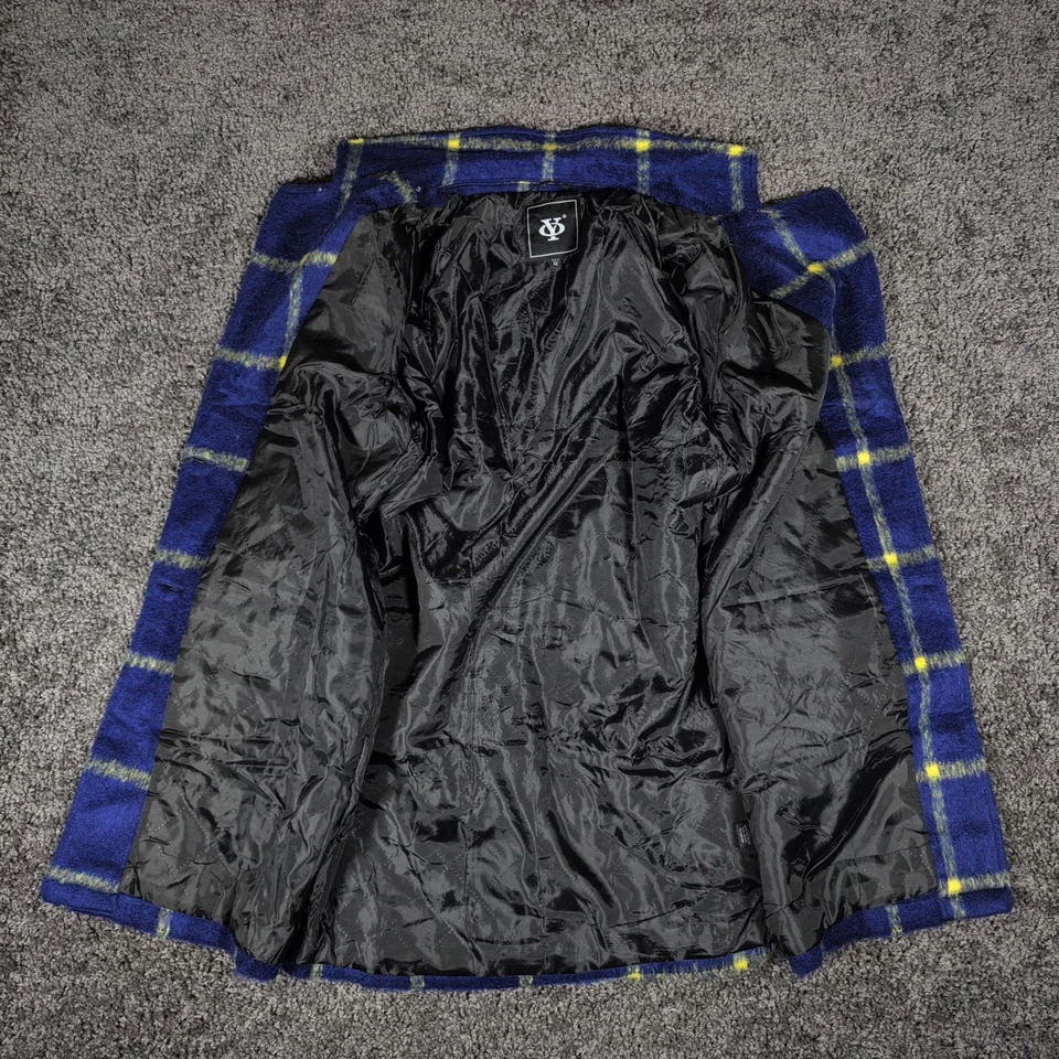 YOKI Plaid Shacket Women's M Blue Yellow Polyester Lined Pea Coat NWT - Image 2 of 4