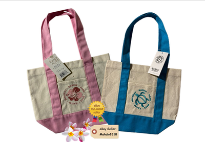 NEW Hawaii Exclusiv Canvas Mini Tote Bag Turtles & Hibiscus