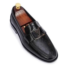 Men's Handmade Leather Shoes, Fashion Loafers, Black Formal Dress Shoes Men's