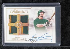 2022 Panini Flawless Signatures Gold 6/10 Eric Chavez Quad Patch Auto n0c