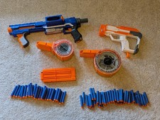 NERF Lot - Rampage Gun, StockShot, 25  35 Dart Drums / Magazines, 90 Darts